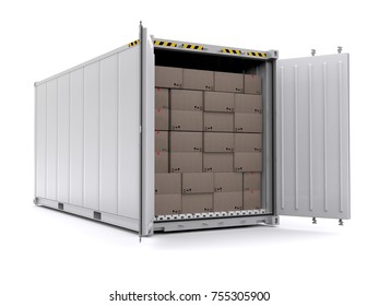 White Shipping Container 3d Rendering