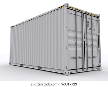 White Shipping Container 3d Rendering