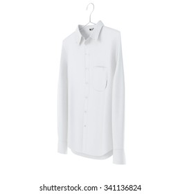 White Shirt With Hanger On White Background