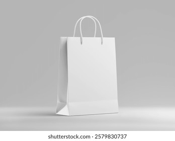 White Shopping Bag Mockup on Gray