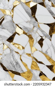 White, Silver, Gold Marble Texture 4k Background.