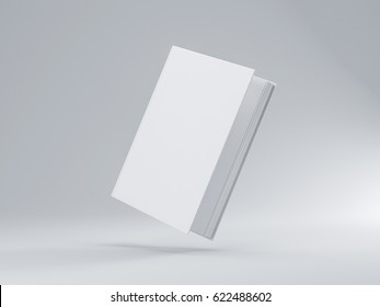 White Slightly Open Book Mockup With Hard Textured Cover, 3d Rendering