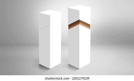 White Slim High Open Close Rectangular Tall Box With Center Cut Slider Box Isolated Design Mockup 3d Render