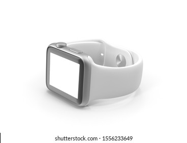 White Smart Watch Mockup Isolated 3D Rendering