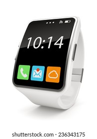 White Smart Watch On White Background 