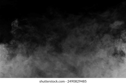 White smoke cloud with overlay effect on transparent black background. Realistic border with fog vector illustration of smoky mist or toxic vapor on floor. Meteorological phenomenon or condensation.