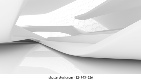 White smooth abstract architectural background. 3D illustration and rendering