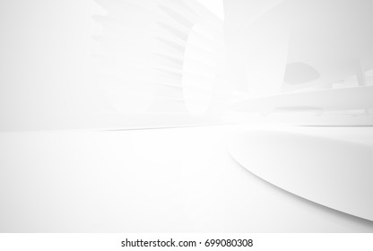 White Smooth Abstract Architectural Background. 3D Illustration And Rendering