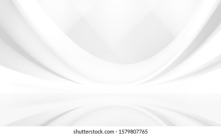 White smooth abstract background. Abstract white and gray color technology modern background design Illustration. Abstract white interior highlights future. Architectural background.