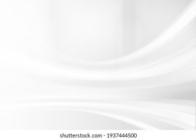 White Smooth Abstract Background. Abstract White And Gray Color Technology Modern Background Design Illustration. Abstract White Interior Highlights Future. Architectural Background.