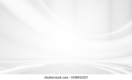White smooth abstract background. Abstract white and gray color technology modern background design Illustration. Abstract white interior highlights future. Architectural background.