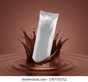 White Snack Bar Splashing Advertising Mockup 3D Rendering