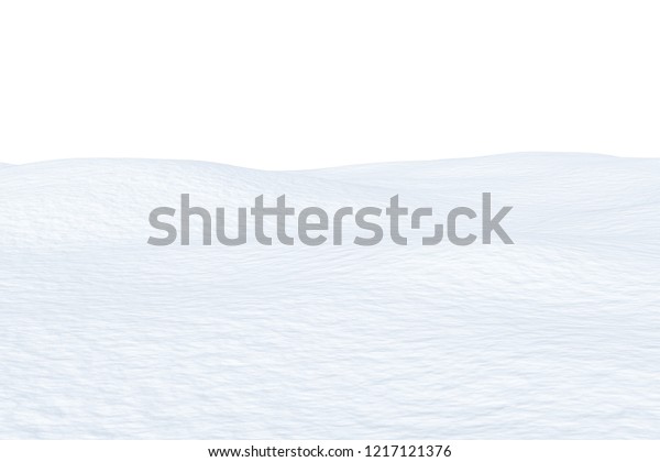 White snow field with smooth snow surface\
isolated on white background, 3d\
illustration