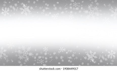 White Snow Flake In Christmas Holiday On Grey Gradients Background.	