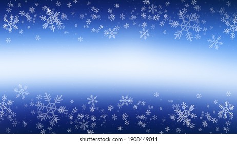 White Snow Flake On Blue Background In Christmas Holiday	