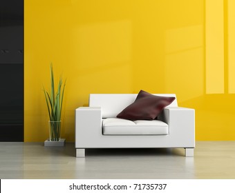 White Sofa In A Drawing Room 3d Image