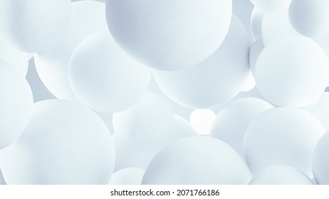 White Soft Spheres. Abstract Background With Geometric Shapes. 3D Render

