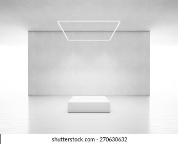 White Space With Podium. 3D Rendering