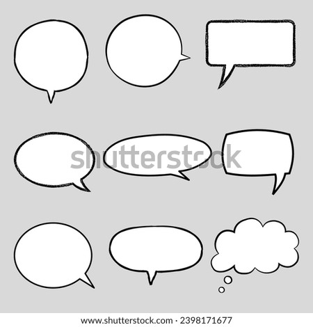 White speech bubble shape blank set isolated on gray background. Vector illustration decorative design.