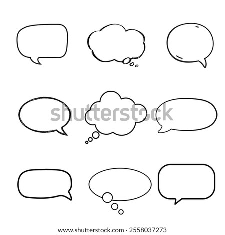 White speech bubble shape blank set isolated on white background. Vector illustration decorative design.