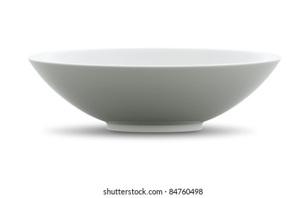 White Sphere Bowl Side View On White Background. Isolated 3d Model