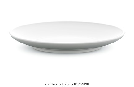 White Sphere Dish Plate Side View On White Background. Isolated 3d Model