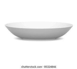 White Sphere Dish Plate Side View On White Background. Isolated 3d Model