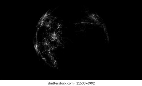 White Sphere Science Digital Technology Background, Futuristic technological abstract digital background, grids with thin lines and stylish particles, Fly through data and science element