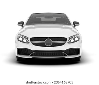 White sport car isolated on background. 3d rendering - illustration