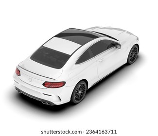 White sport car isolated on background. 3d rendering - illustration