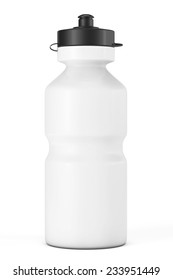White Sport Plastic Water Bottle on a white background