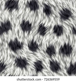 White Spotty Fur With Long Pile. Seamless Texture Ore Background. Fabric Fur Texture.
