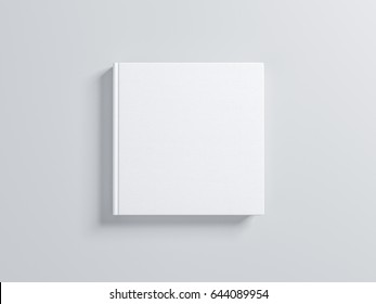 White Square Blank Book Mockup With Textured Hard Cover. 3d Rendering