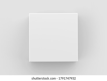 White Square Box Mockup, Blank Shoe Box Packaging Container, 3d Rendering Isolated On Light Background