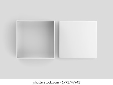 White Square Box Mockup, Blank Shoe Box packaging container, 3d Rendering isolated on light background