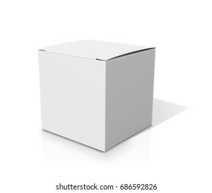 White Square Box On A White Background. 3D Illustration