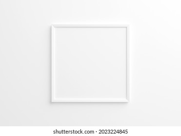 white square frame mockup on white wall. 3d rendering.