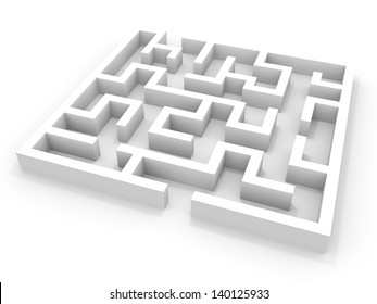 White Square Maze. 3D Illustration.