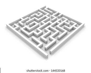 White Square Maze. 3D Illustration.