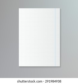 White squared paper sheet .  notebook paper background 