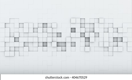 White Squares. Abstract 3D Rendering Background
