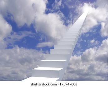 White Stairs Going Clouds Stock Illustration 175947008