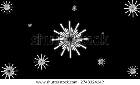White starburst fireworks exploding against a black background explosion
