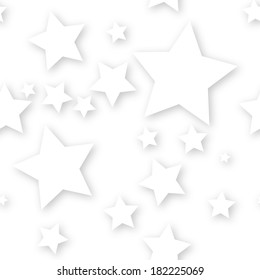White stars on white background with shadows seamless pattern (available in vector EPS version too)