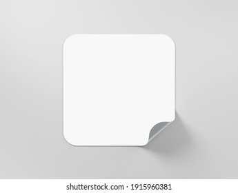 White Sticker Label With Folding Corner. 3d Rendering