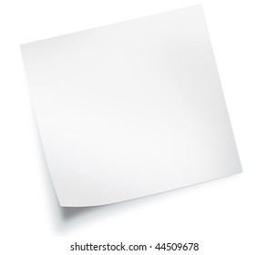 White Sticky Note Isolated On White