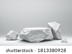 Сomposition of white stones. Minimal background for product presentation. 3D rendering
