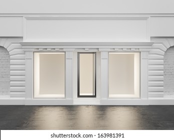 White store with empty showcase