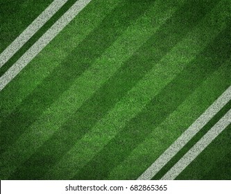 White Stripe On The Green Soccer Field From Top View