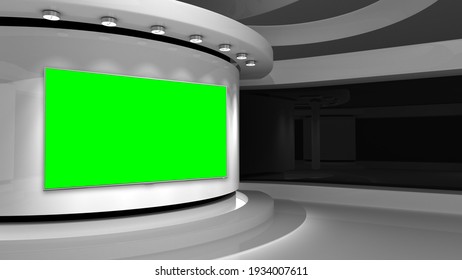 White Studio. Screen On Wall. White Background. White Back Drop. 3d Rendering